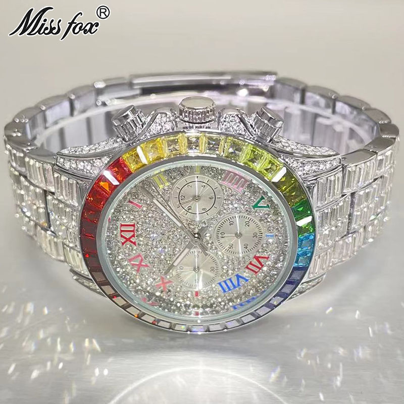 Luxury Watch Affordable - MISSFOX-Relógio gelado de luxo para homens,