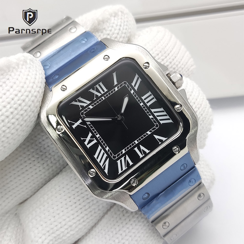 Luxury Watch Cartier - Relógios Masculinos com Caixa Quadrada, Novo