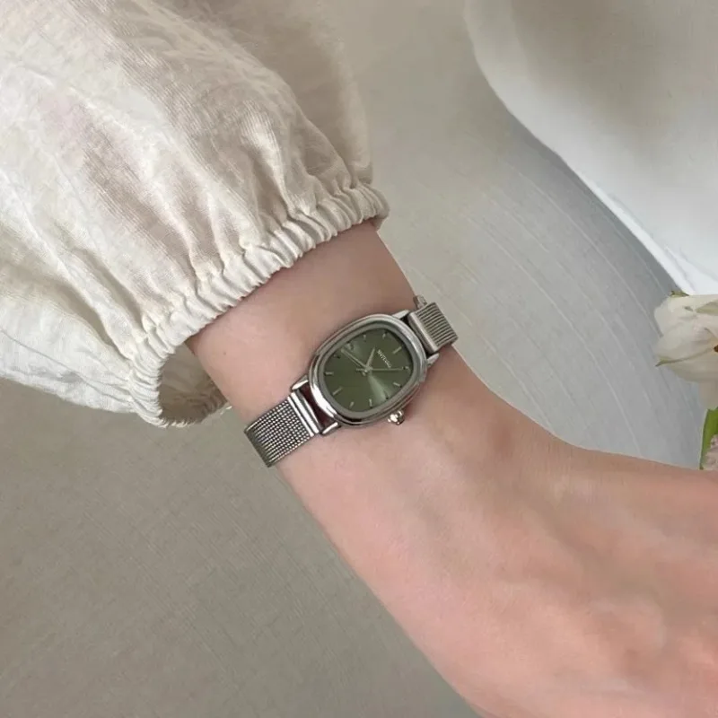 Luxury Watch For Women - Pequeno mostrador oval relógio verde simples