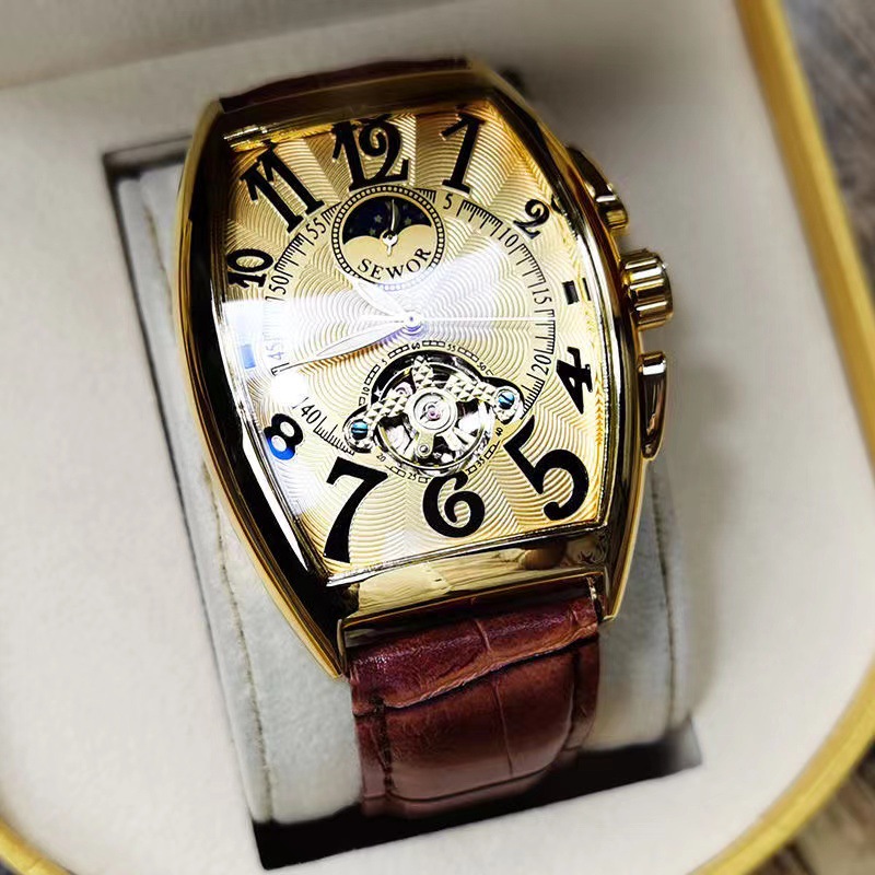 SEWOR-Relógio Mecânico Masculi - Luxury Watch Cartier avaliação e preço
