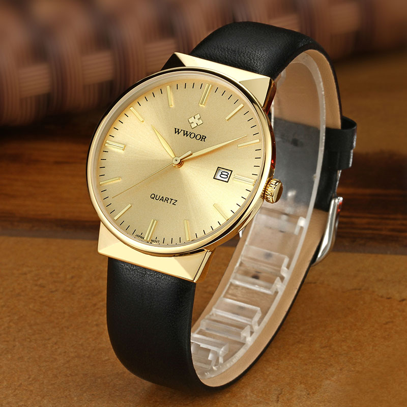 Wwoor relógios masculinos marc - Luxury Watch Gold And Black avaliação e preço