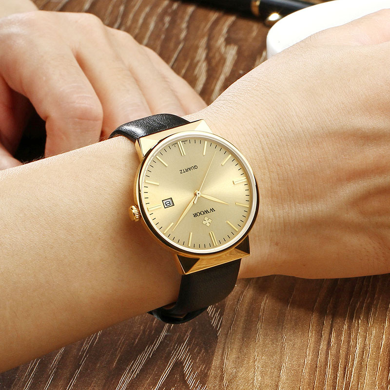 Wwoor relógios masculinos marc - Luxury Watch Gold And Black avaliação e preço
