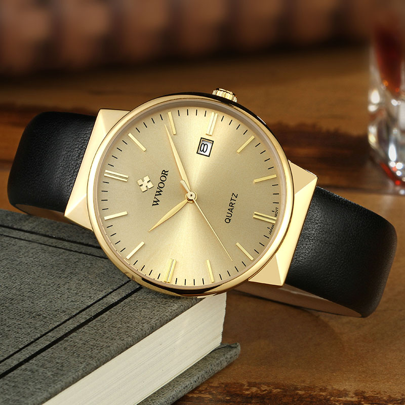 Wwoor relógios masculinos marc - Luxury Watch Gold And Black avaliação e preço