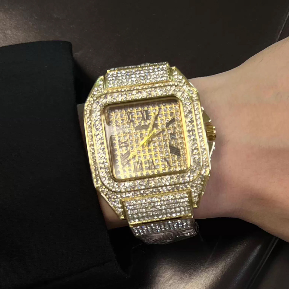 Relógio de pulso quadrado Gold - Luxury Watch Gold And Black avaliação e preço